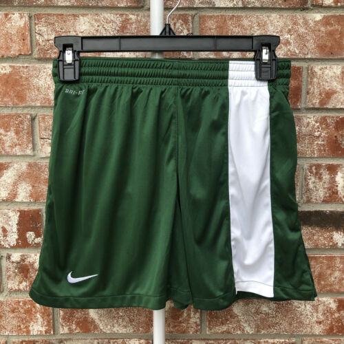 Nike Dri-fit Athletic Shorts Youth Size Large Green White Gym Workout Lined Run